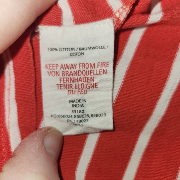 Mini Boden Girls Red & White Striped Cotton Dress With Pockets & Button Details - Picture 6 of 7